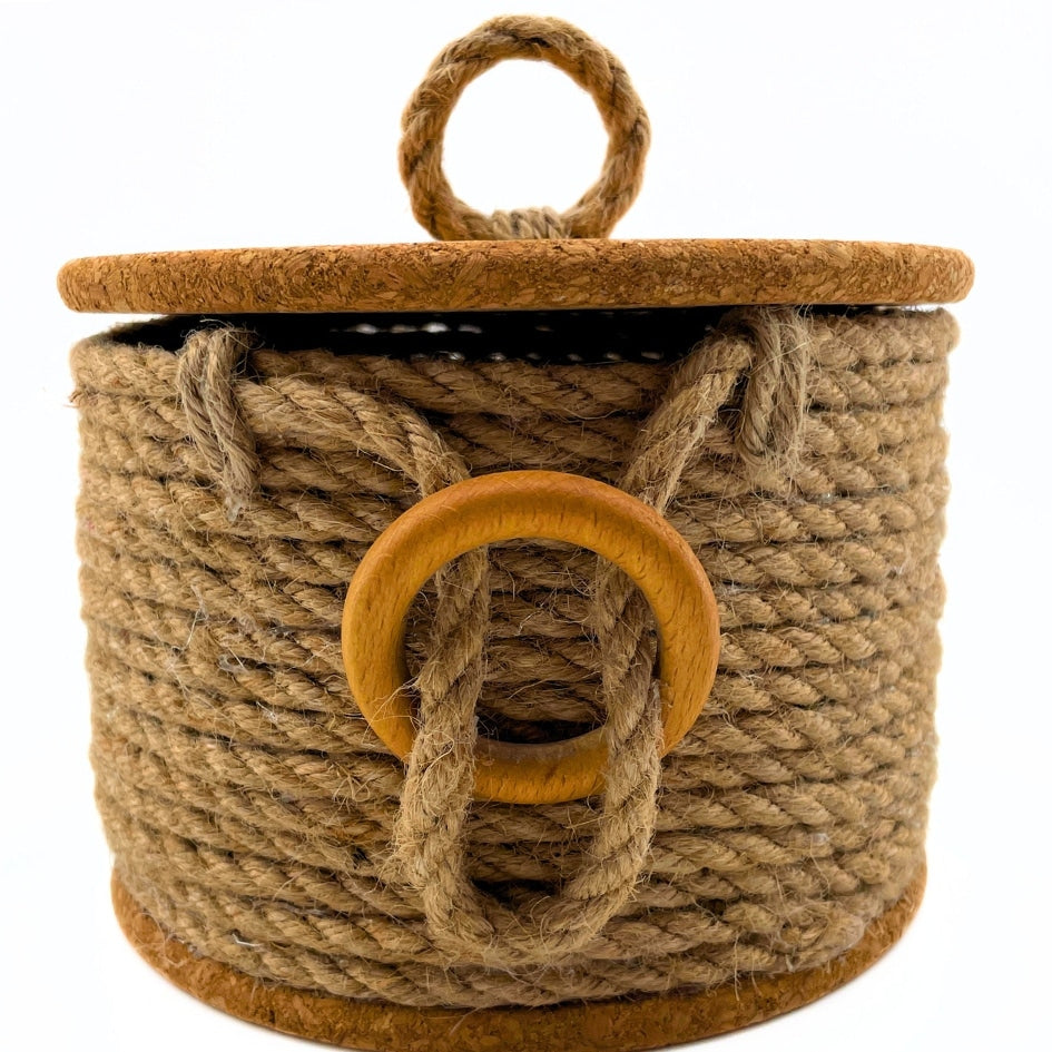 Boite à rangement Beige et avec motif en bois à 13 diamètre avec 3 dimensions di - artisanat Tunisien fait main | ILEYCOM