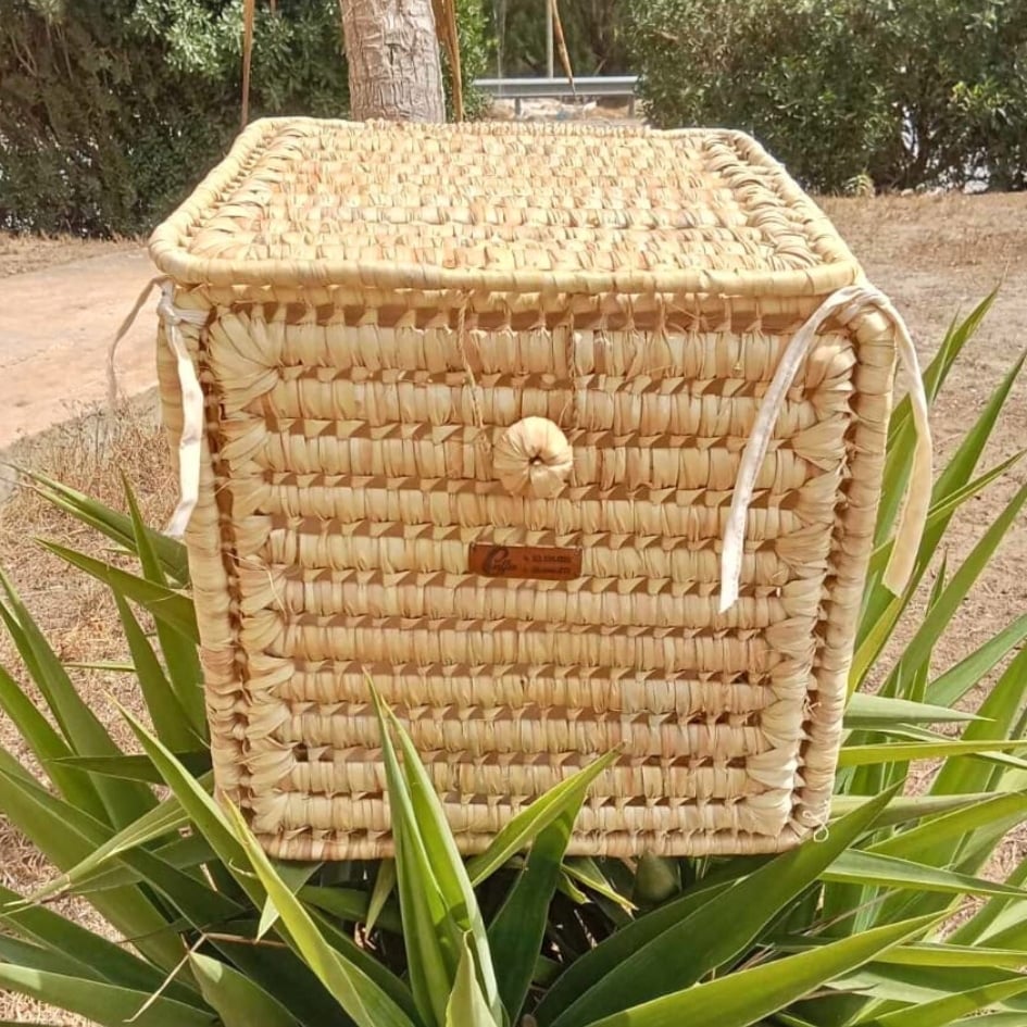 Boîte de Rangement en Fibres Naturelles Fait Main - artisanat Tunisien fait main | ILEYCOM