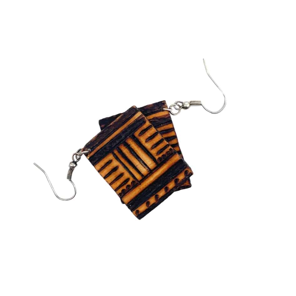 Boucles d'oreille en bois - artisanat Tunisien fait main | ILEYCOM