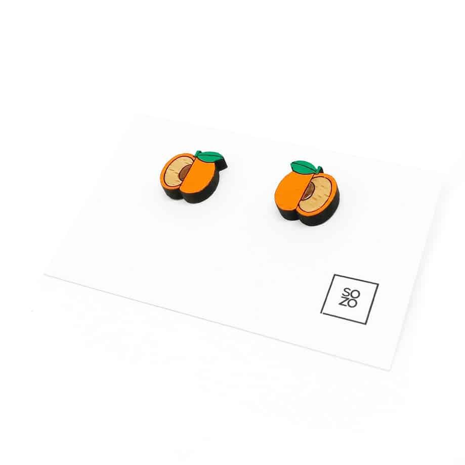Boucles d'oreilles Abricot – Bois Massif & Peinture Acrylique - artisanat Tunisien fait main | ILEYCOM