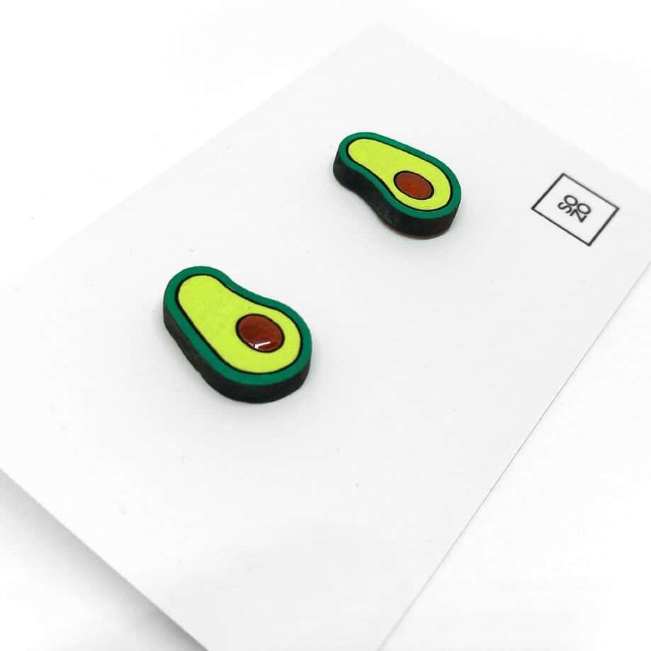Boucles d'oreilles Avocat – Bois Massif & Peinture Acrylique - artisanat Tunisien fait main | ILEYCOM