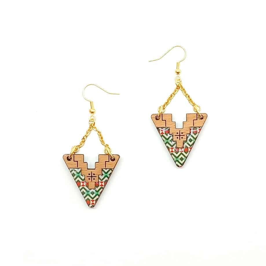 Boucles d'oreilles berbères Toujane – Bois Massif & Résine - artisanat Tunisien fait main | ILEYCOM