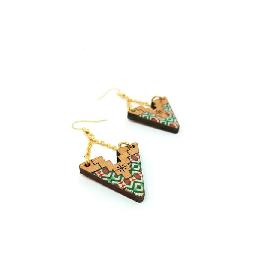 Boucles d'oreilles berbères Toujane – Bois Massif & Résine - artisanat Tunisien fait main | ILEYCOM