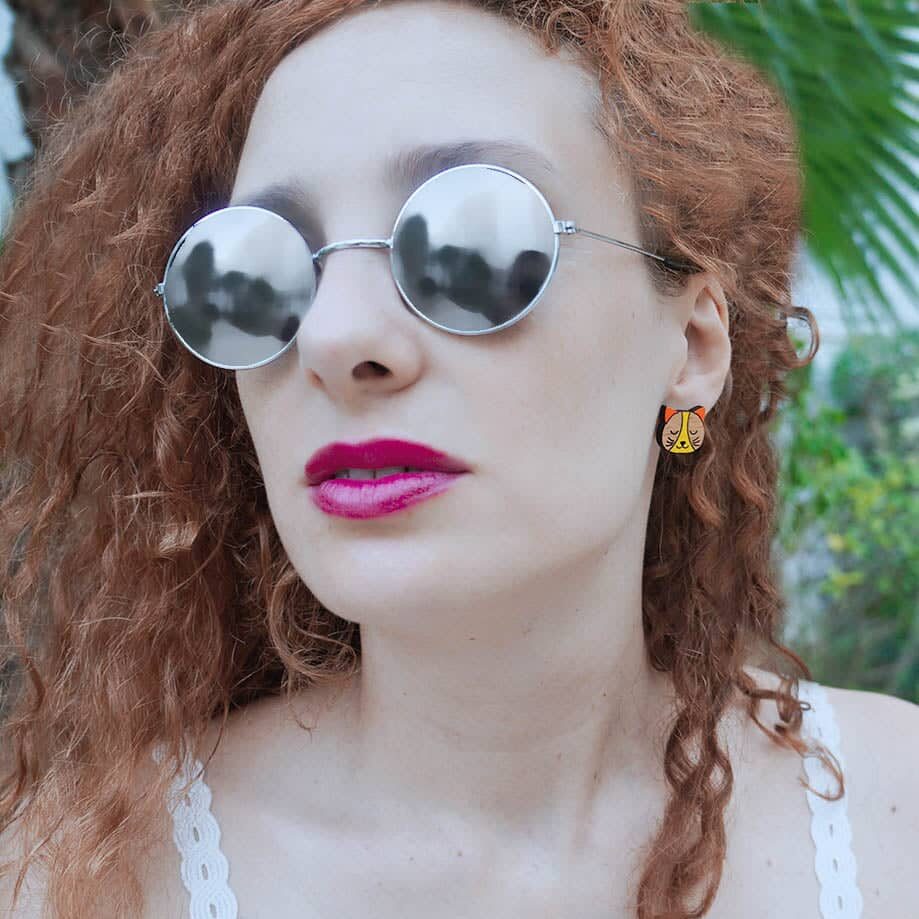 Boucles d'Oreilles en Bois "Chat" – Bijou Original et Coloré - artisanat Tunisien fait main | ILEYCOM