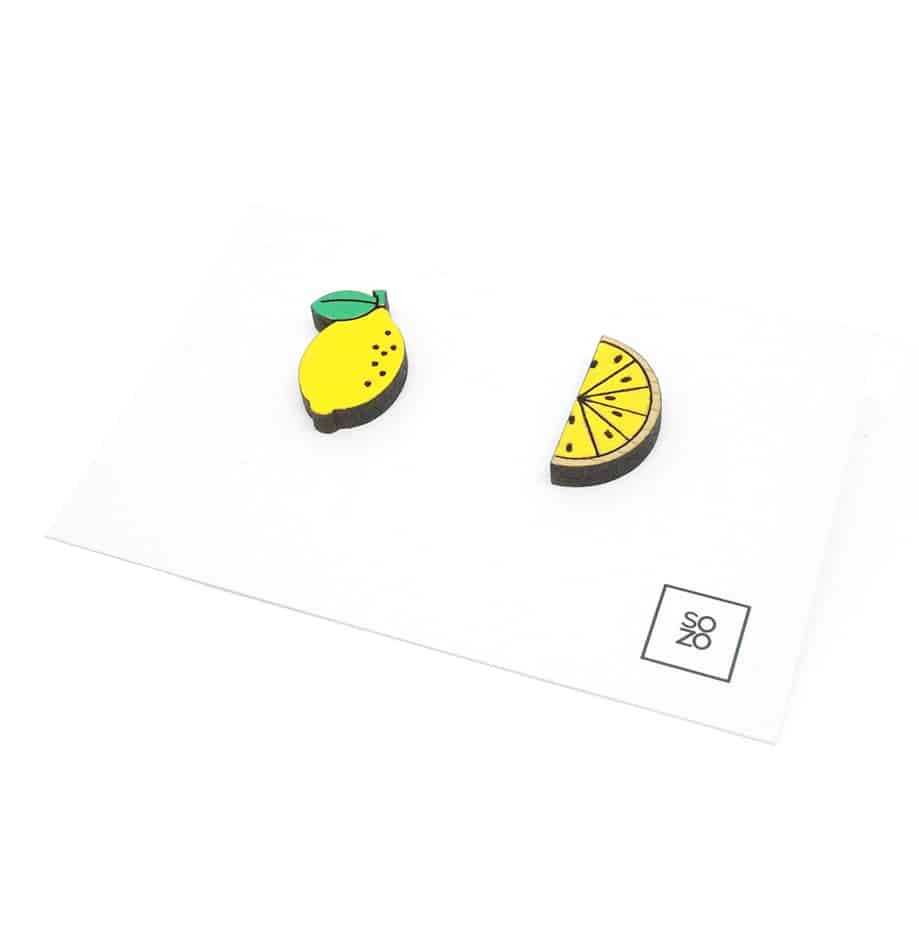 Boucles d'oreilles en bois citron - artisanat Tunisien fait main | ILEYCOM