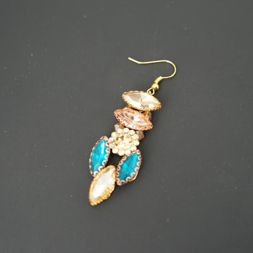 Boucles d'oreilles en cristal bleu vert, boucles d'oreilles pendantes en cristal - artisanat Tunisien fait main | ILEYCOM