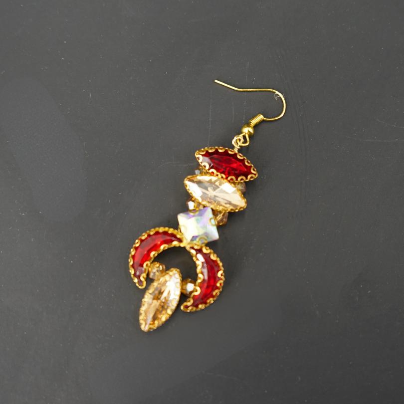 Boucles d'oreilles en cristal rouge, bijoux de mariée longs, boucles d'oreilles - artisanat Tunisien fait main | ILEYCOM