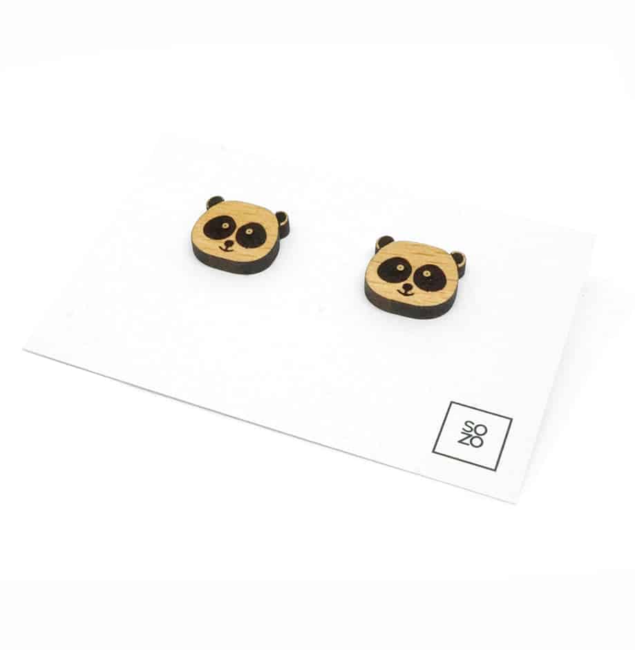 Boucles d’oreilles "Panda" en bois - artisanat Tunisien fait main | ILEYCOM