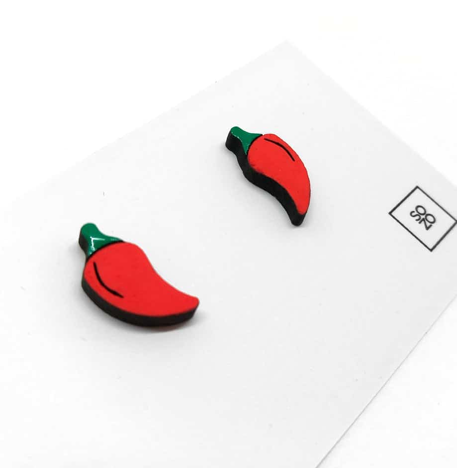 Boucles d’Oreilles Piment Rouge "Felfel" en Bois – Audace et Originalité - artisanat Tunisien fait main | ILEYCOM