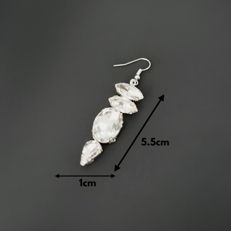 Boucles d'oreilles pour mariée en cristal Blanc, boucles d'oreilles pendantes, b - artisanat Tunisien fait main | ILEYCOM