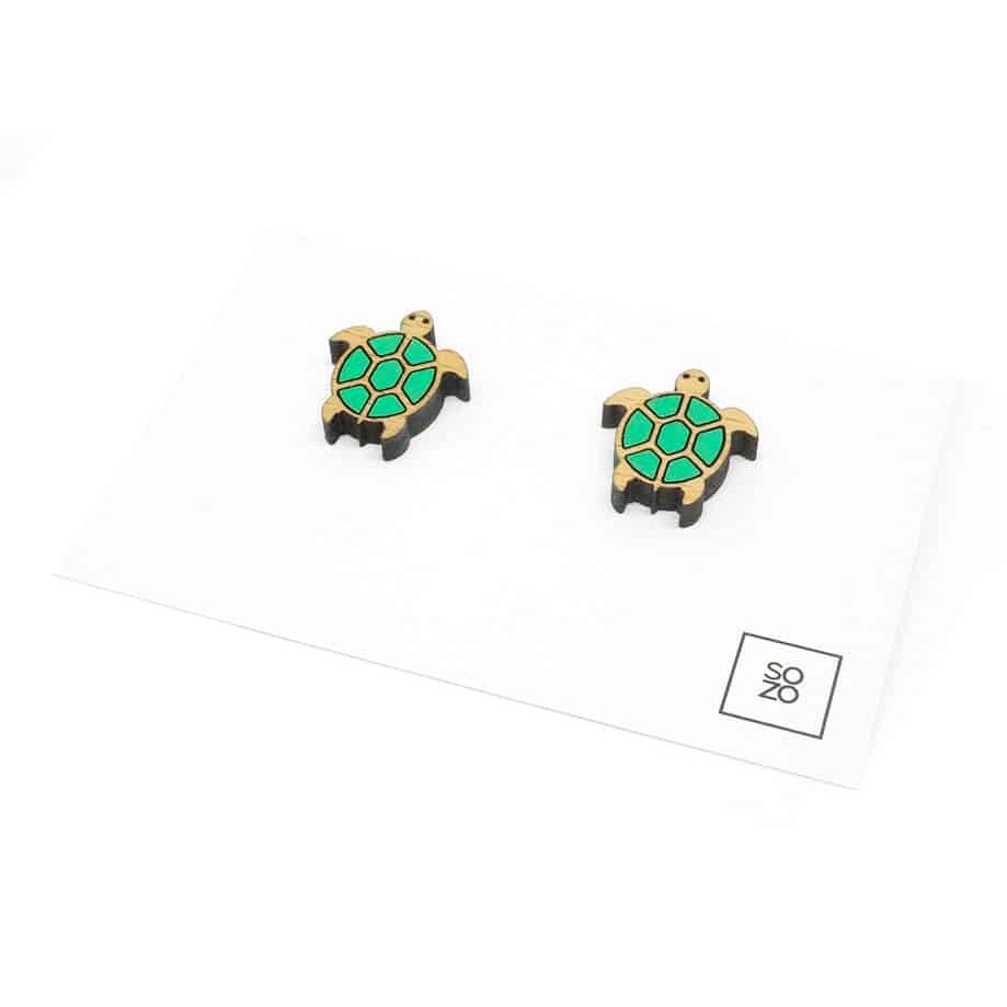 Boucles d'oreilles "Tortue" en bois – originales et handmade - artisanat Tunisien fait main | ILEYCOM