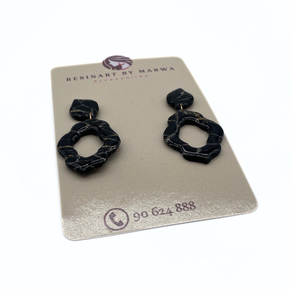 Boucles noir et dorée - artisanat Tunisien fait main | ILEYCOM