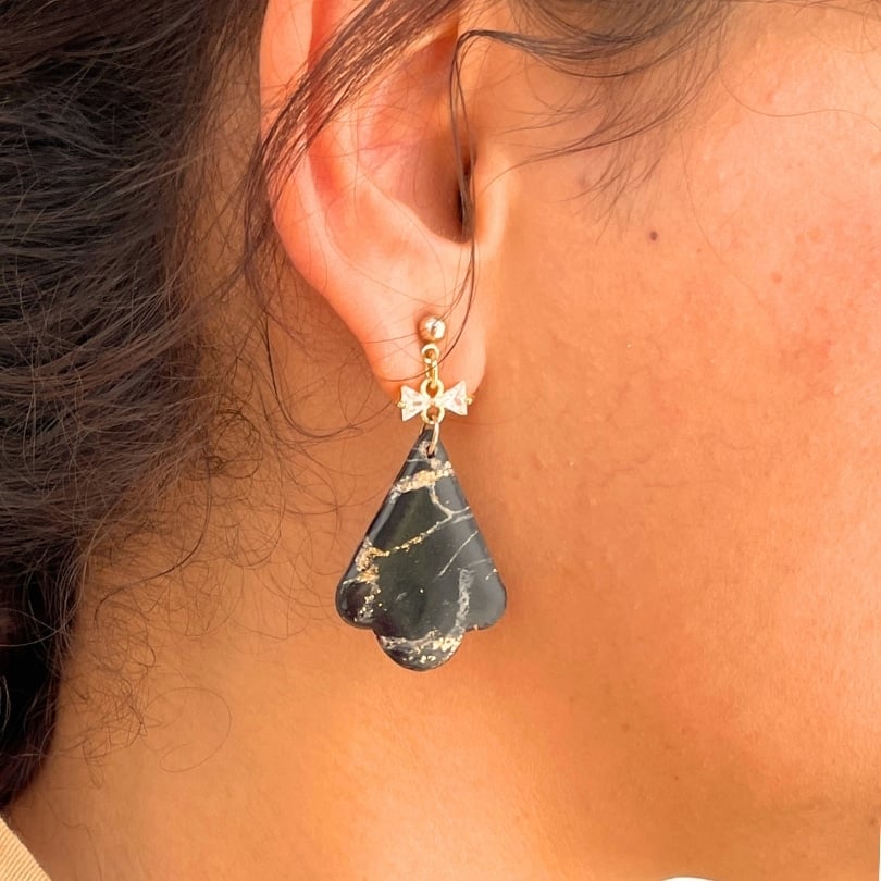 Boucles Noirs avec Perle - artisanat Tunisien fait main | ILEYCOM