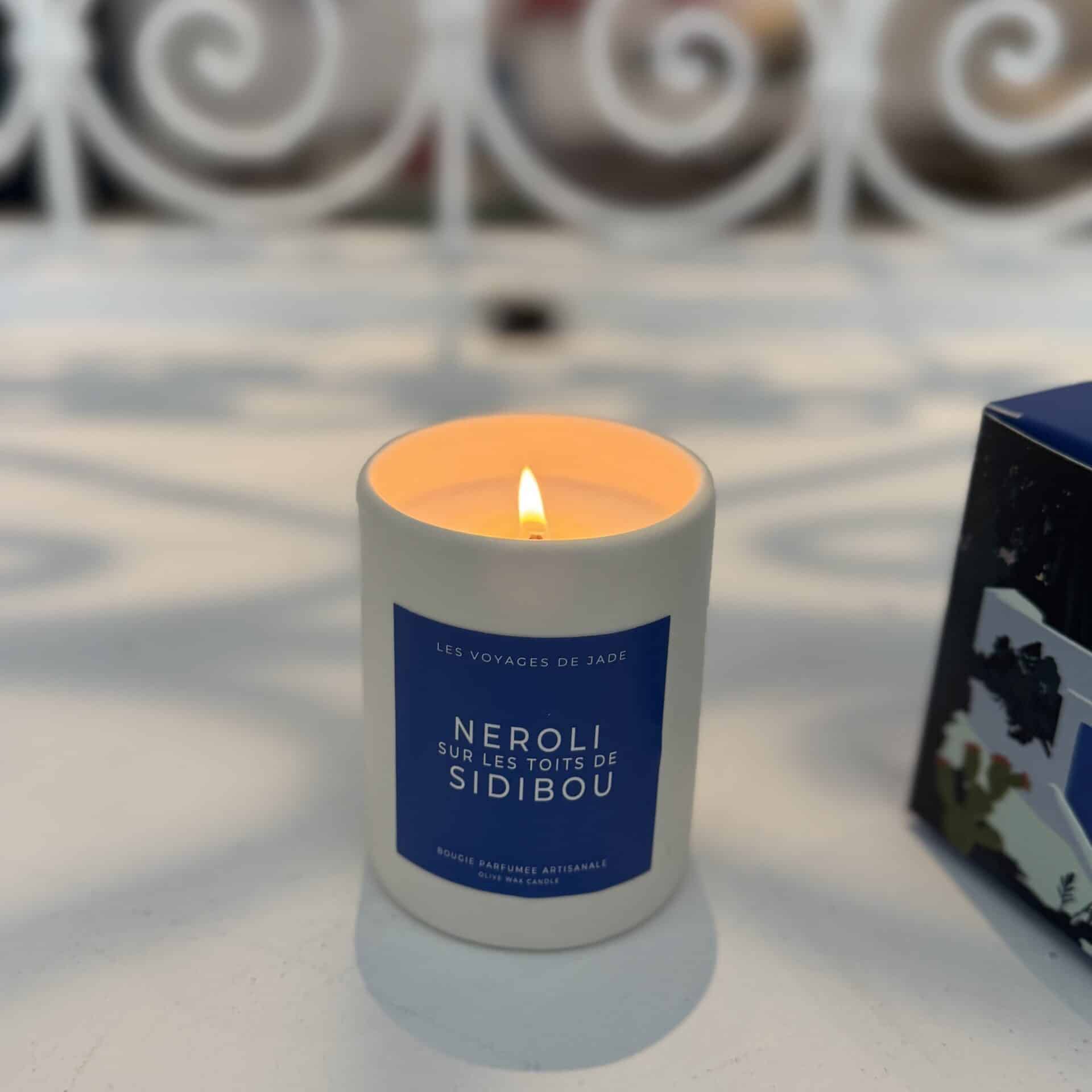 Bougie parfumée au Néroli – Sidi Bou et évasion méditerranéenne - artisanat Tunisien fait main | ILEYCOM