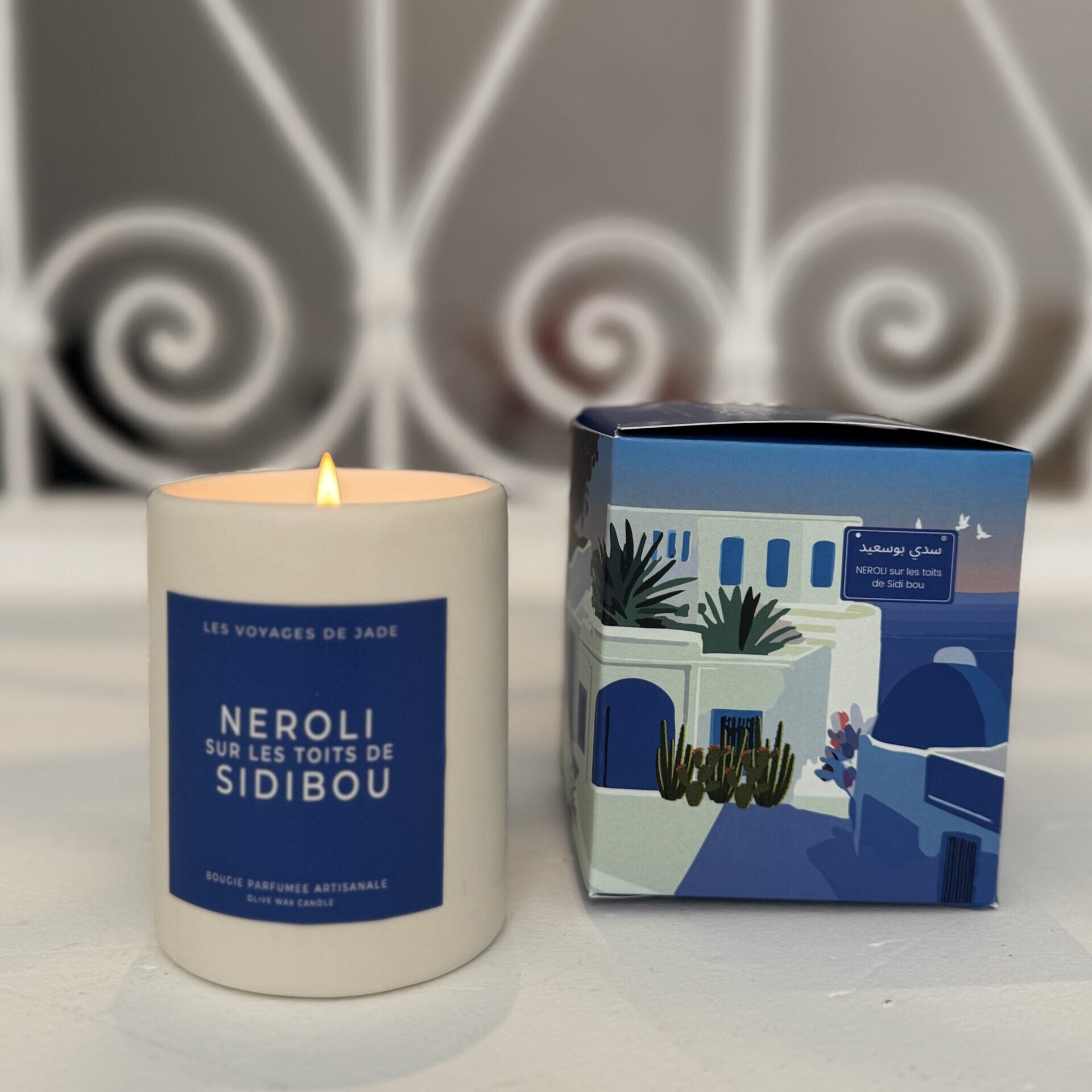 Bougie parfumée au Néroli – Sidi Bou et évasion méditerranéenne - artisanat Tunisien fait main | ILEYCOM