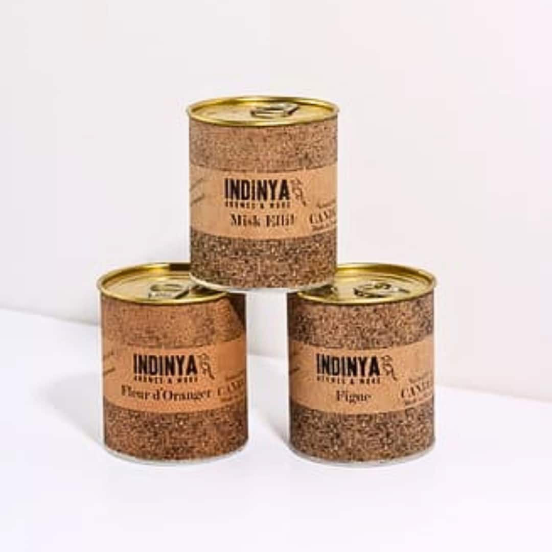 Bougie parfumée écologique et naturelle "Candle-in-a-Can" (Jasmin, Fleur d'Orang - artisanat Tunisien fait main | ILEYCOM