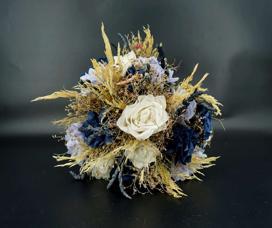 Bouquet de fleurs Bleu-violet mariage - artisanat Tunisien fait main | ILEYCOM