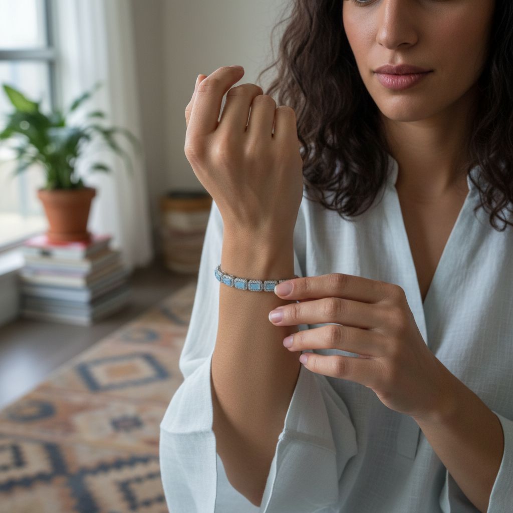 Bracelet acier argent en bleu