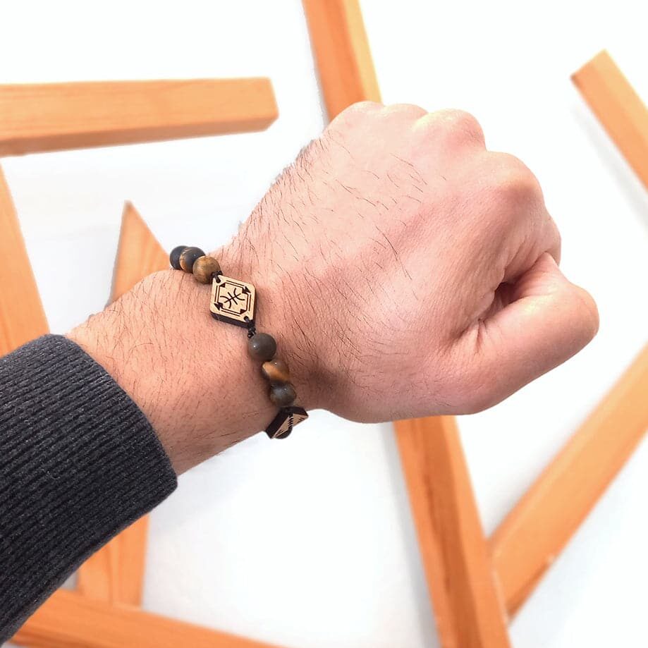 Bracelet Berbère "Brown Nature" – Perles en Œil de Tigre et Pendentifs en Bois M - artisanat Tunisien fait main | ILEYCOM