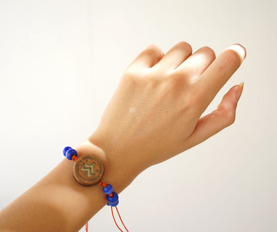 Bracelet en cordon et bois de noyer - artisanat Tunisien fait main | ILEYCOM