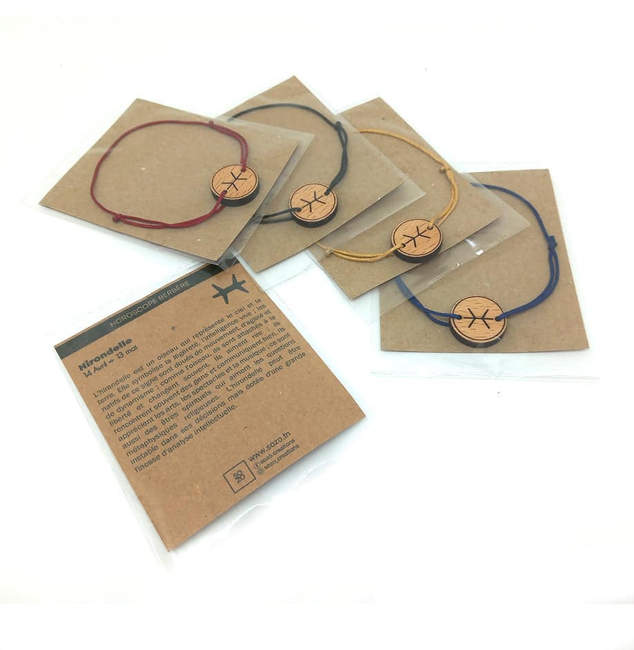 Bracelet horoscope berbère - Hirondelle (14 avril => 13 mai) - artisanat Tunisien fait main | ILEYCOM