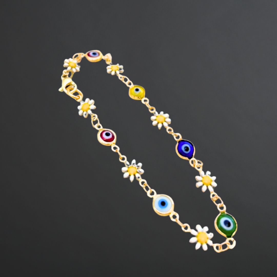 bracelet inoxydable marguerite x œil