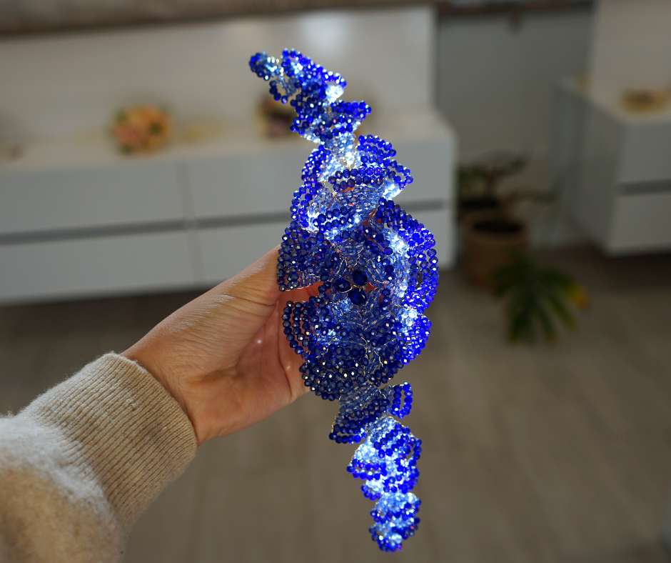 Broche bleu, modèle Swarowski branche - artisanat Tunisien fait main | ILEYCOM
