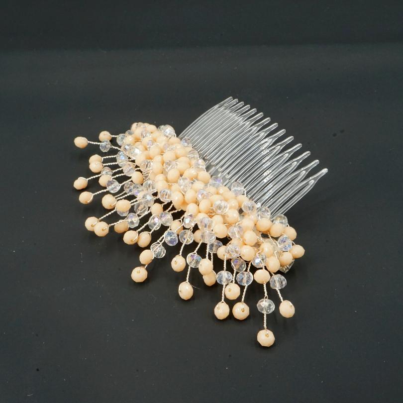 Broche cheveux rose saumon, MODÈLE Peigne en cristal - artisanat Tunisien fait main | ILEYCOM