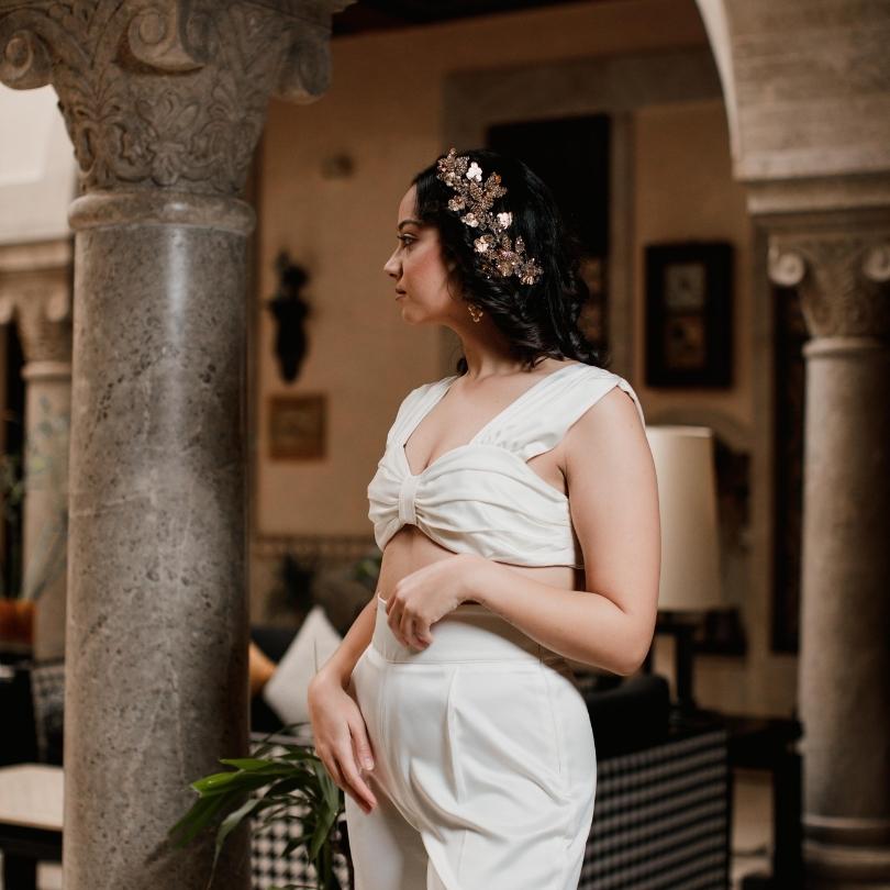 Broche de cheveux décoratif de mariage en or, peigne à cheveux en cristal et en - artisanat Tunisien fait main | ILEYCOM
