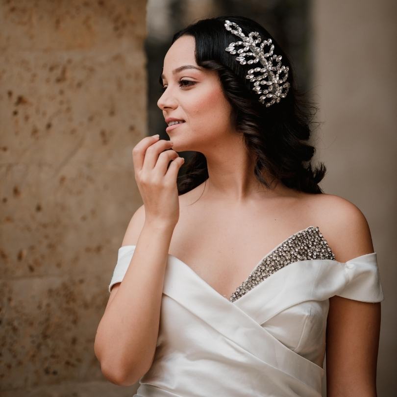 Broche de cheveux de mariée en strass, Pièce de cheveux de mariage, Halo de chev - artisanat Tunisien fait main | ILEYCOM