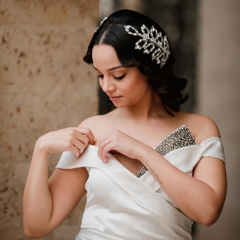 Broche de cheveux de mariée en strass, Pièce de cheveux de mariage, Halo de chev - artisanat Tunisien fait main | ILEYCOM
