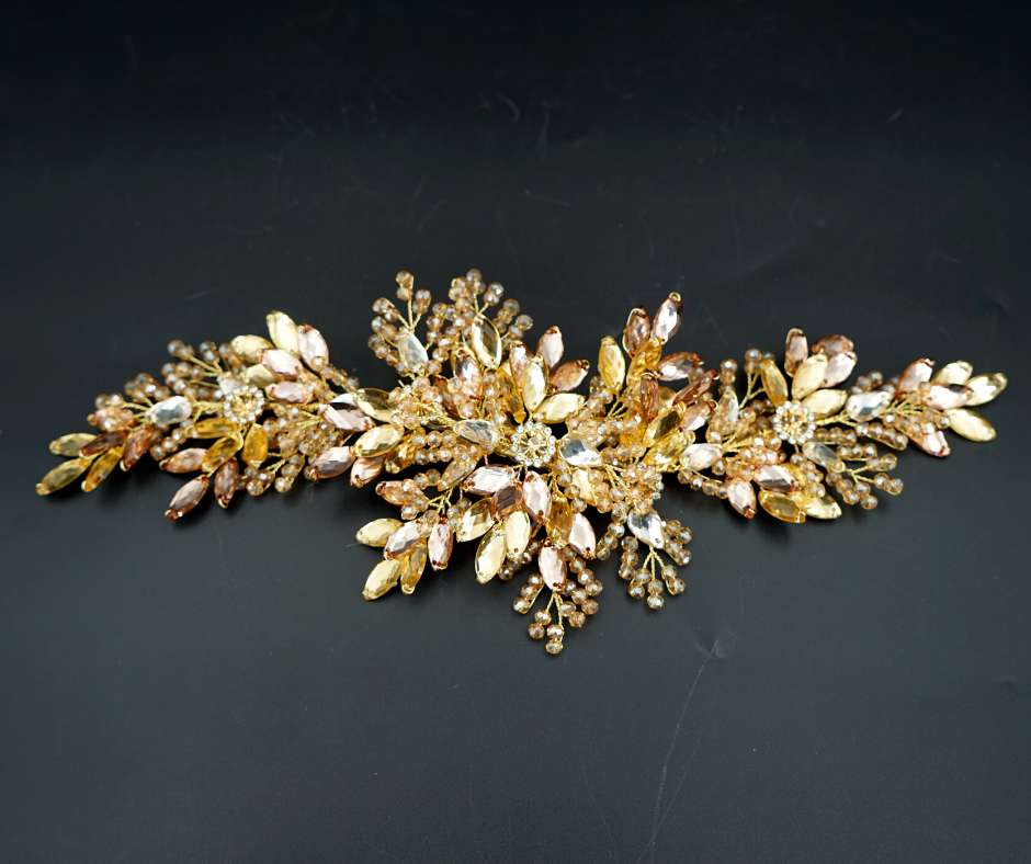 Broche dorée, modèle florale - artisanat Tunisien fait main | ILEYCOM
