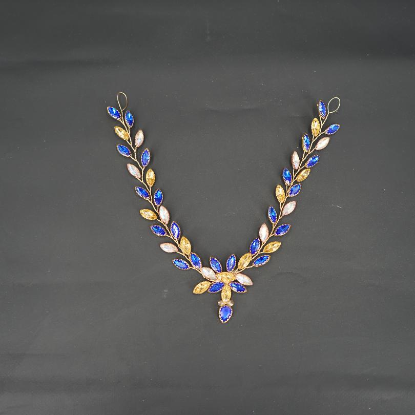Broche en cristal bleu, bandeau de cheveux mariage cristal bleu, Vigne de cheveu - artisanat Tunisien fait main | ILEYCOM