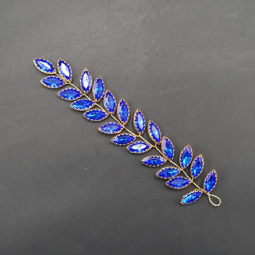 Broche en cristal bleu, Vigne de cheveux mariage bleu, bijoux de cheveux bleu, p - artisanat Tunisien fait main | ILEYCOM