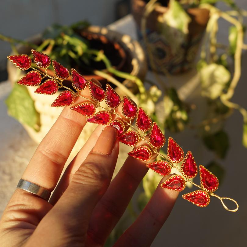 Broche en cristal rose, Vigne de cheveux mariage rose, bijoux de cheveux rose, p - artisanat Tunisien fait main | ILEYCOM