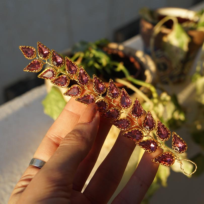 Broche en cristal violet , Vigne de cheveux mariage violet , bijoux de cheveux v - artisanat Tunisien fait main | ILEYCOM