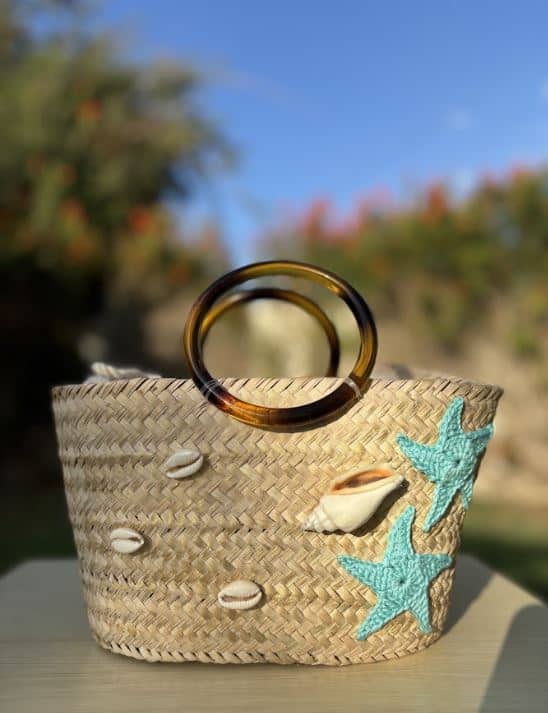 petit couffin paille motif étoile en crochet