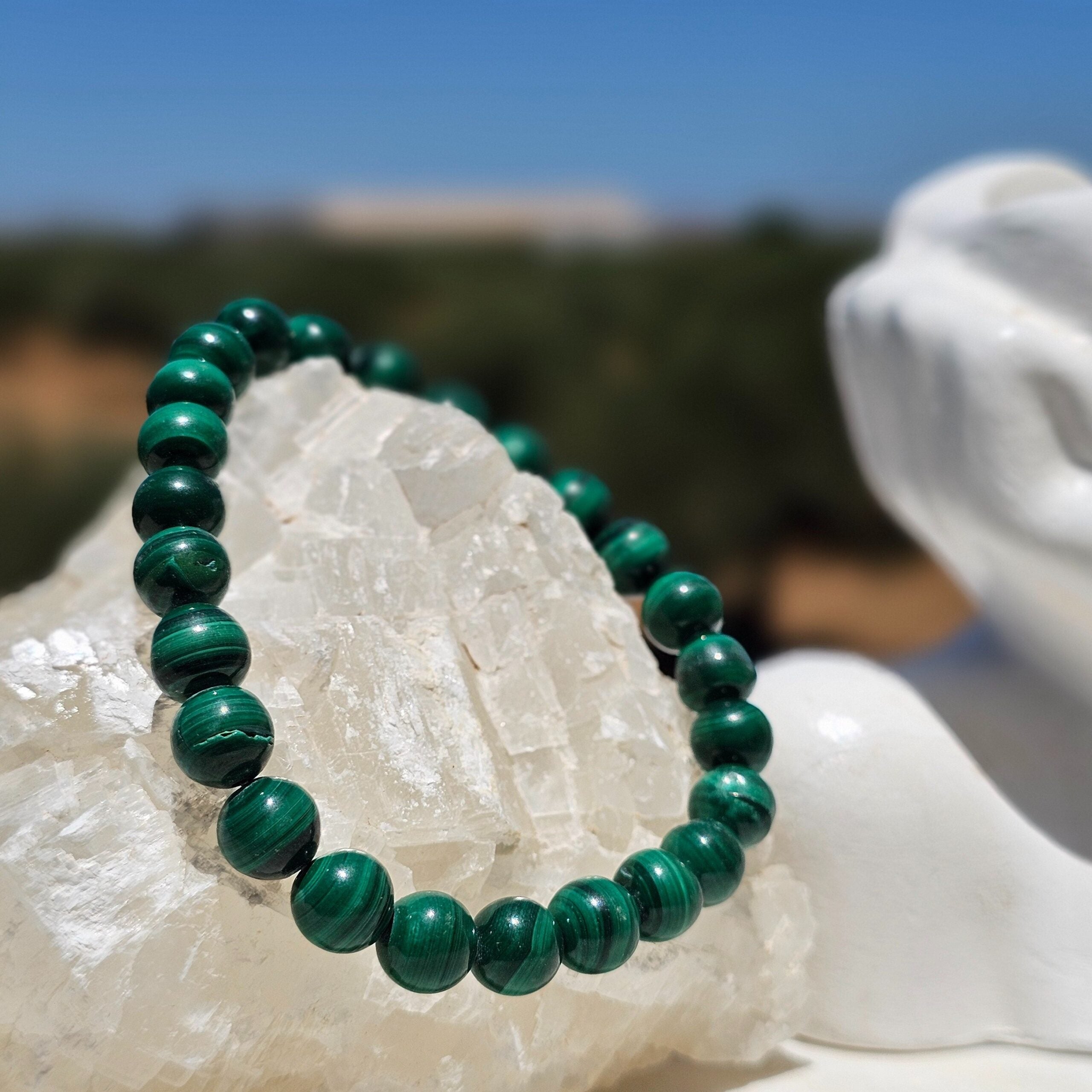 Bracelet malachite naturel ajustable pour bien-être et style