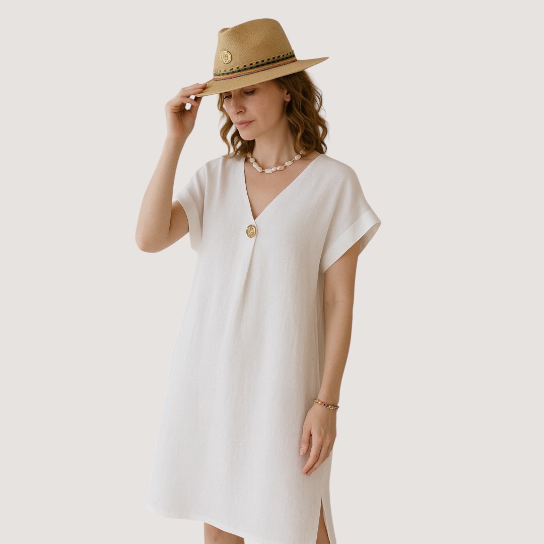 Robe chic décontractée en lin et coton pour l'été