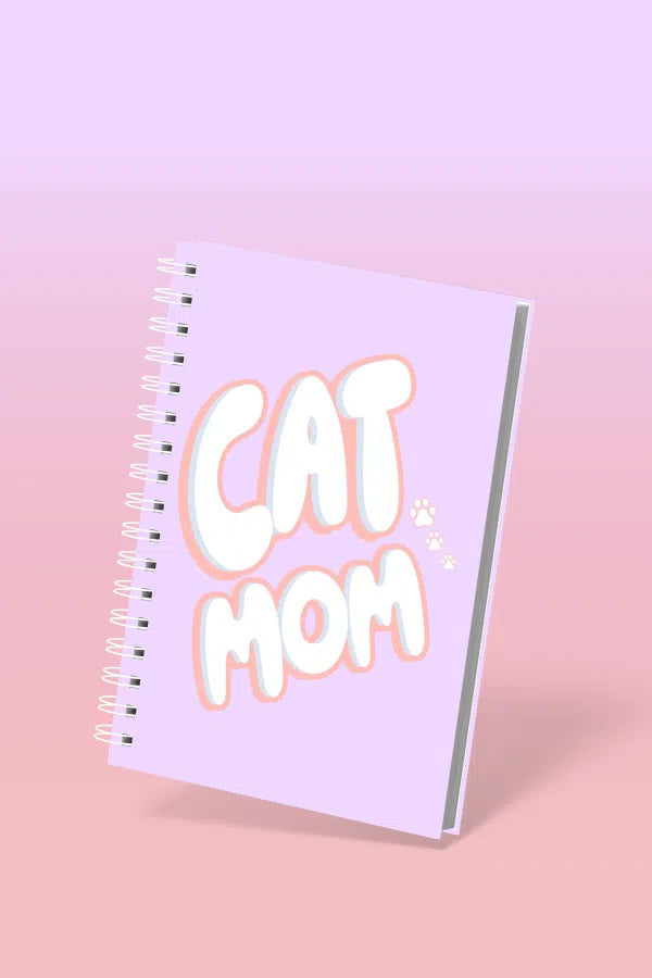 Carnet A5 Cat Mom - Couverture Rigide Pastel Lilas