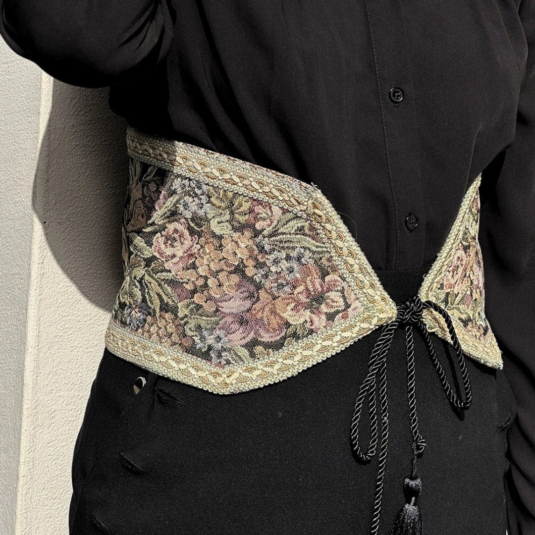 Ceinture corset fait main, tissu imprimé fleuri (Taille S et M) - artisanat Tunisien fait main | ILEYCOM