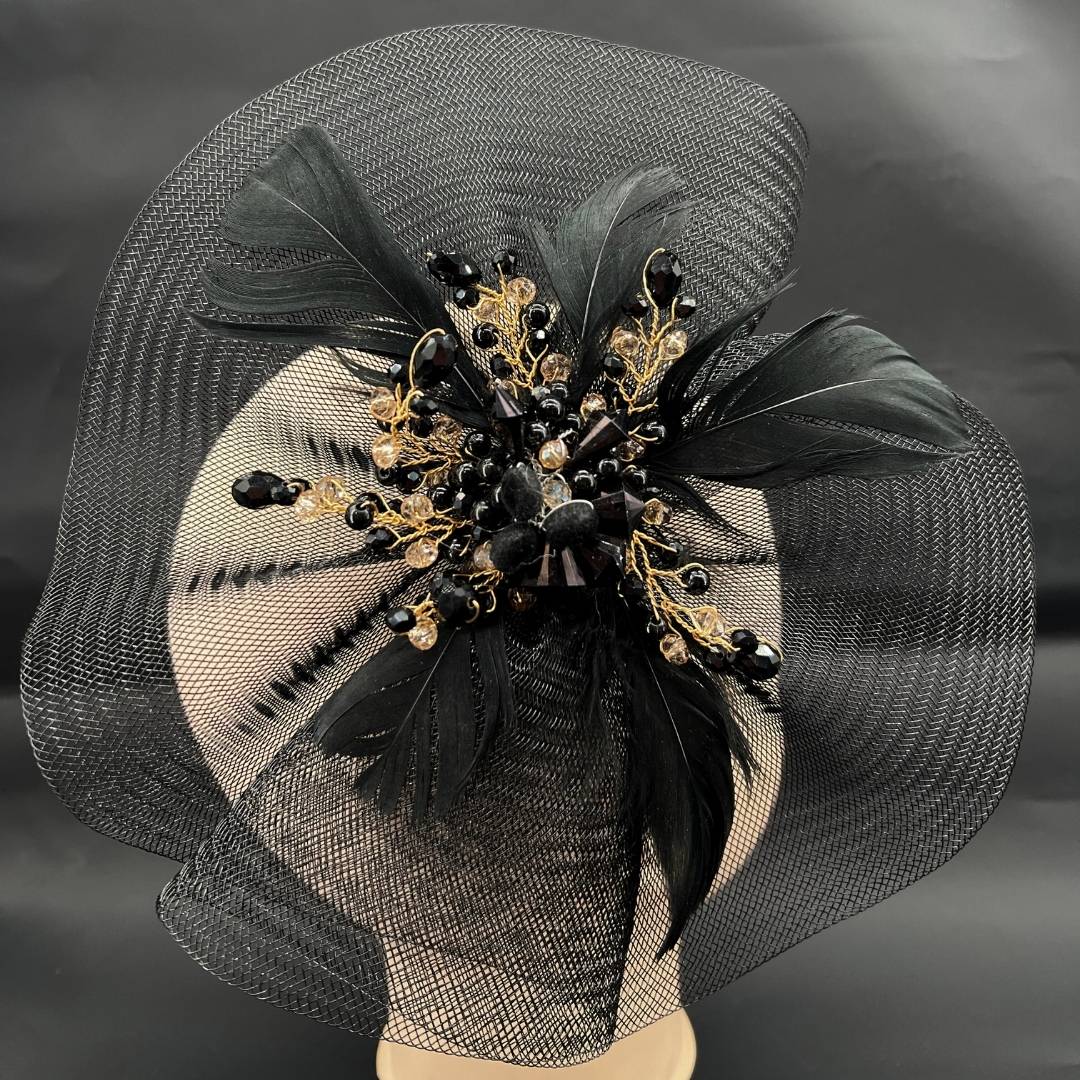 Chapeau Festif Tulle en Noir - artisanat Tunisien fait main | ILEYCOM