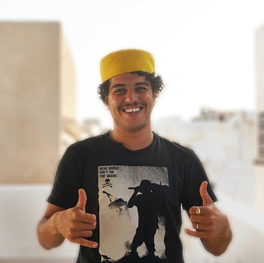 Chéchia Tunisienne Jaune Avec Pompon En Laine