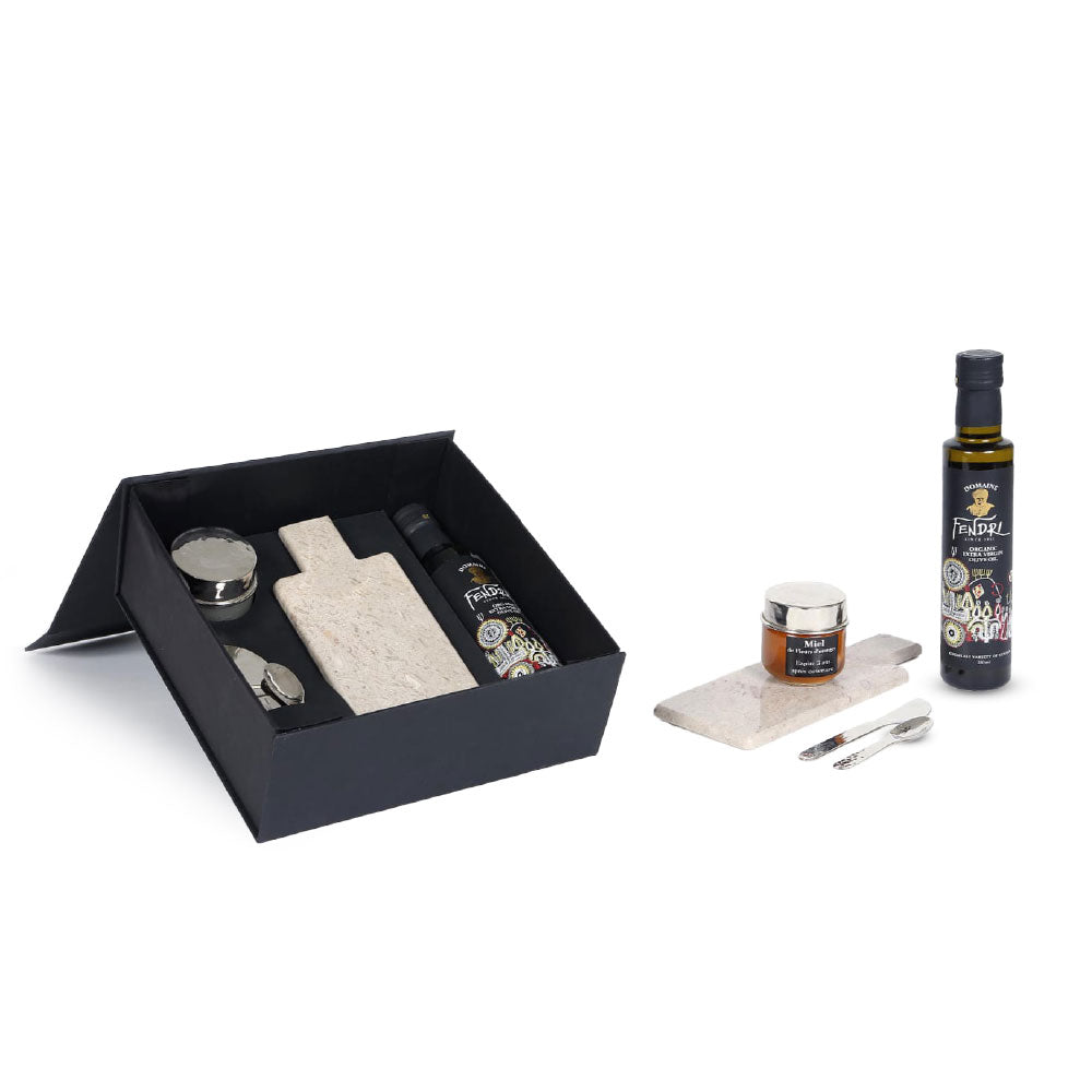 Coffret artisanal service apéritif – Cuivre & marbre Kadhel - artisanat Tunisien fait main | ILEYCOM