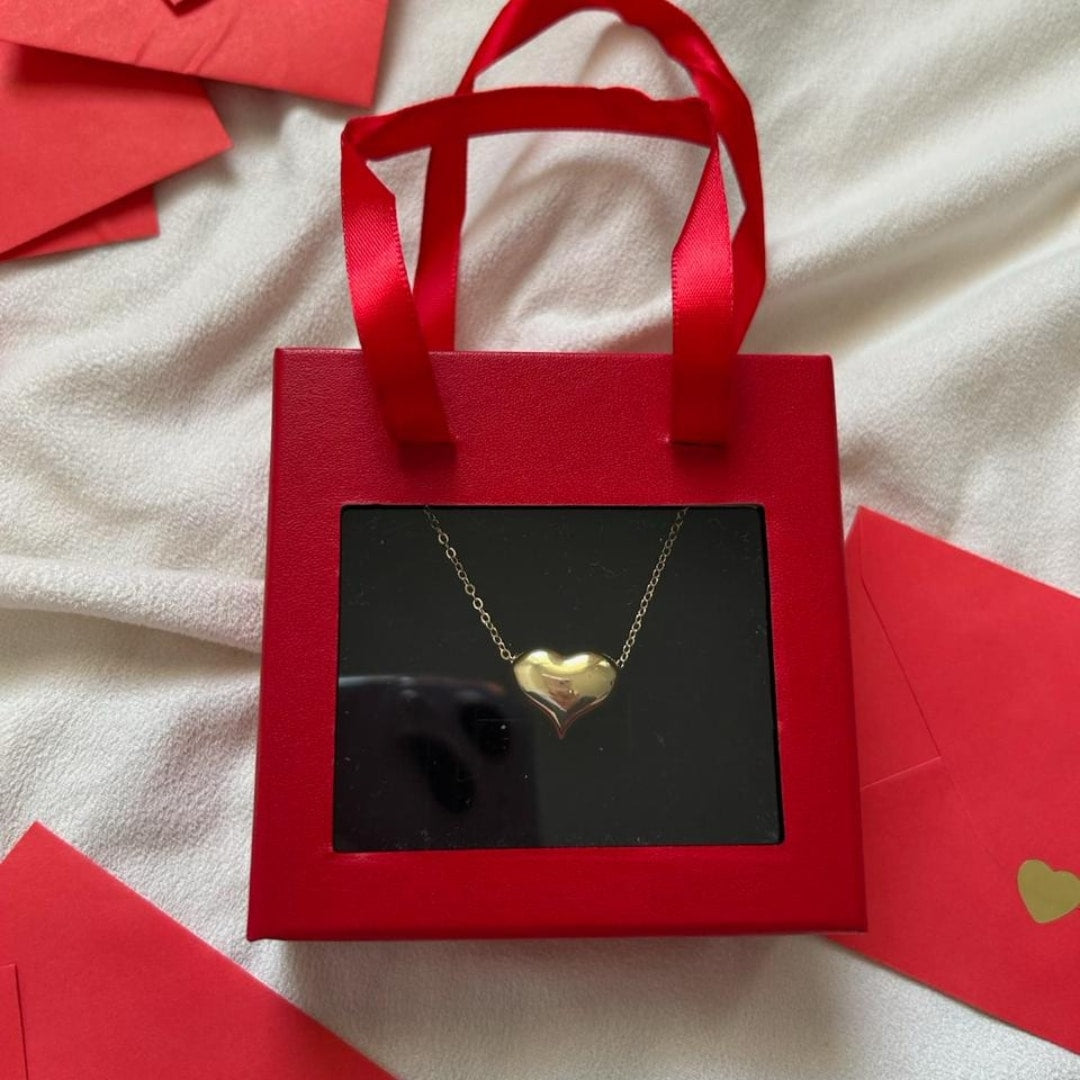 Collier cœur "LOVE" doré en acier inoxydable hypoallergénique (50 cm)