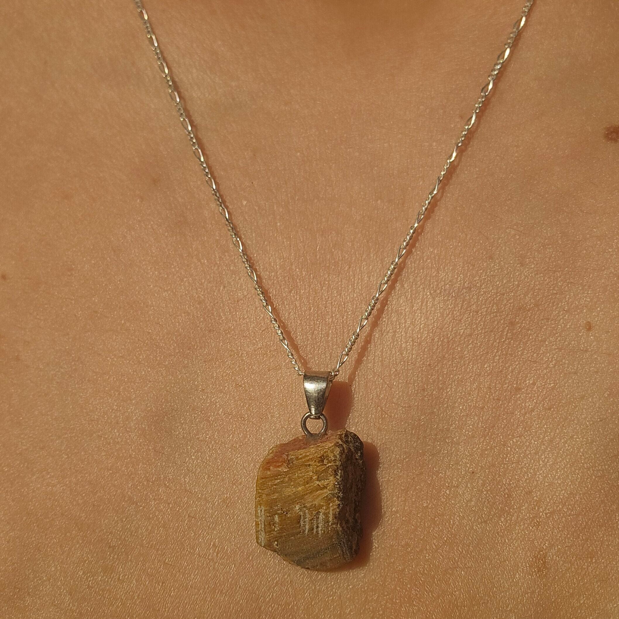 Collier Pendentif Œil de Tigre Brut Argent 925 - Équilibre Énergétique