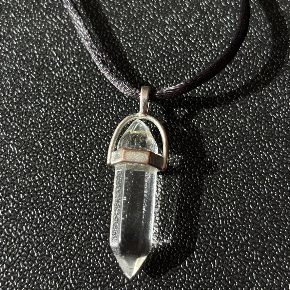 Collier avec pendentif pendule transparente ajustable avec coton ciré