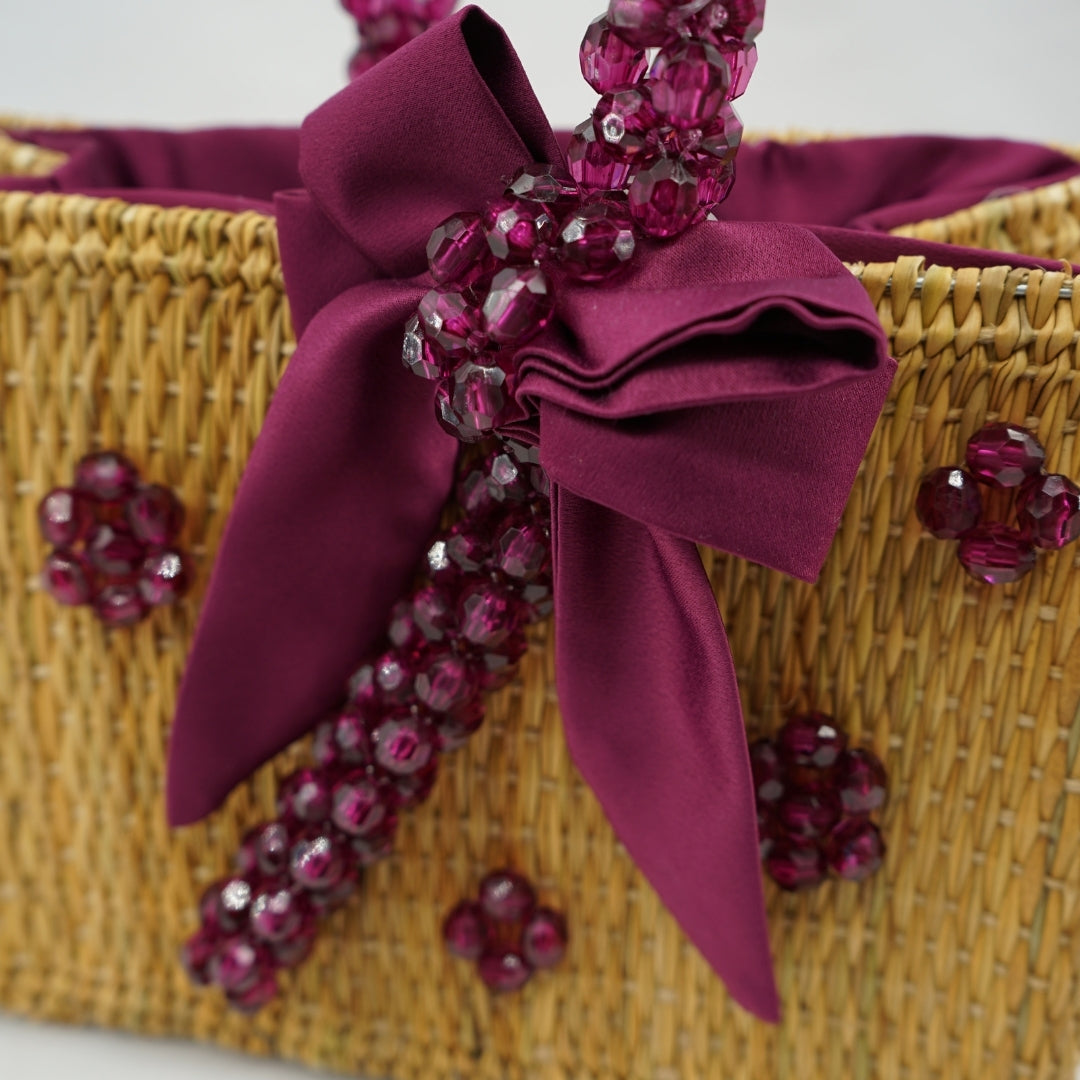 Couffin violet en perles - artisanat Tunisien fait main | ILEYCOM