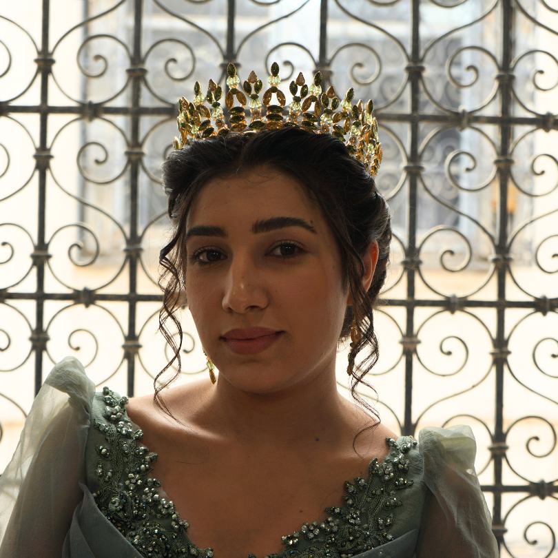 Couronne couleur vert et dorée, Diadème émeraude, couronne vert émeraude, diadèm - artisanat Tunisien fait main | ILEYCOM