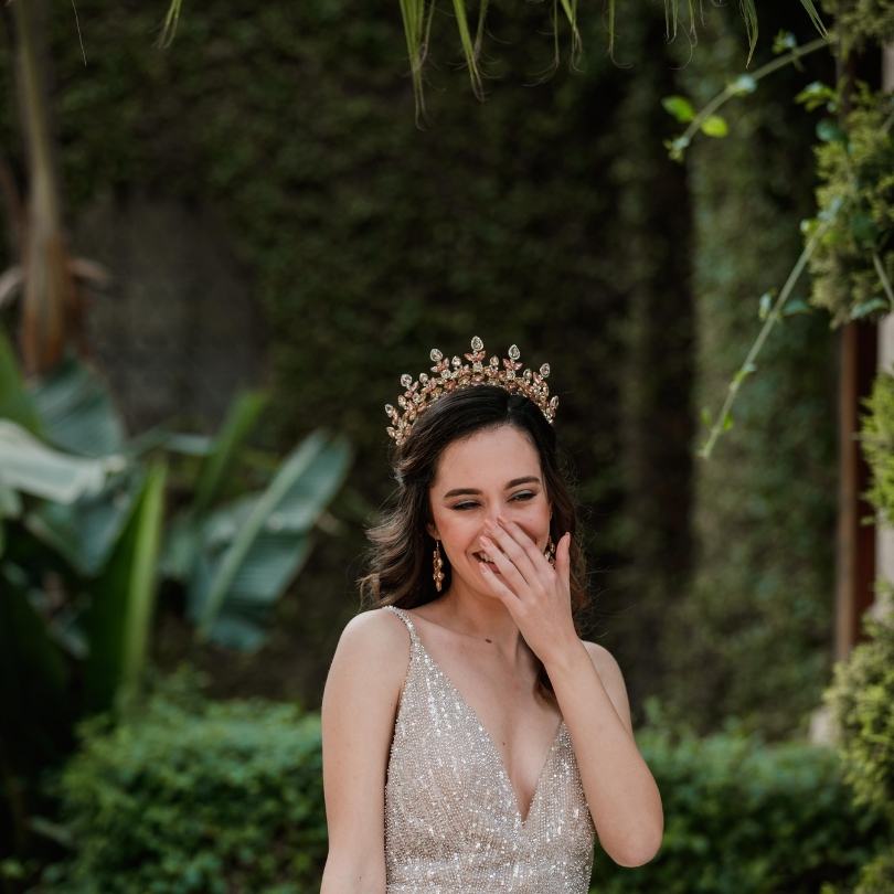 Couronne de fleurs dorées avec cristaux Couronne de cheveux de mariage Élégant g - artisanat Tunisien fait main | ILEYCOM